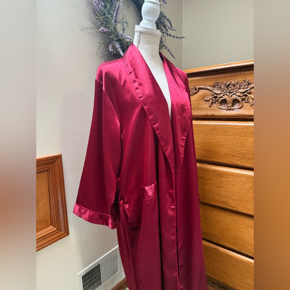 Luxurious Women's Satin Robe in Deep Red